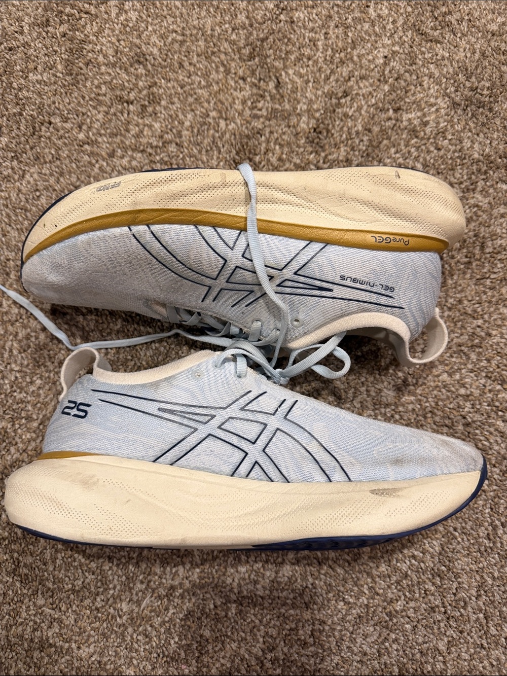 Asics Men's Light Blue and Gold Running Shoes